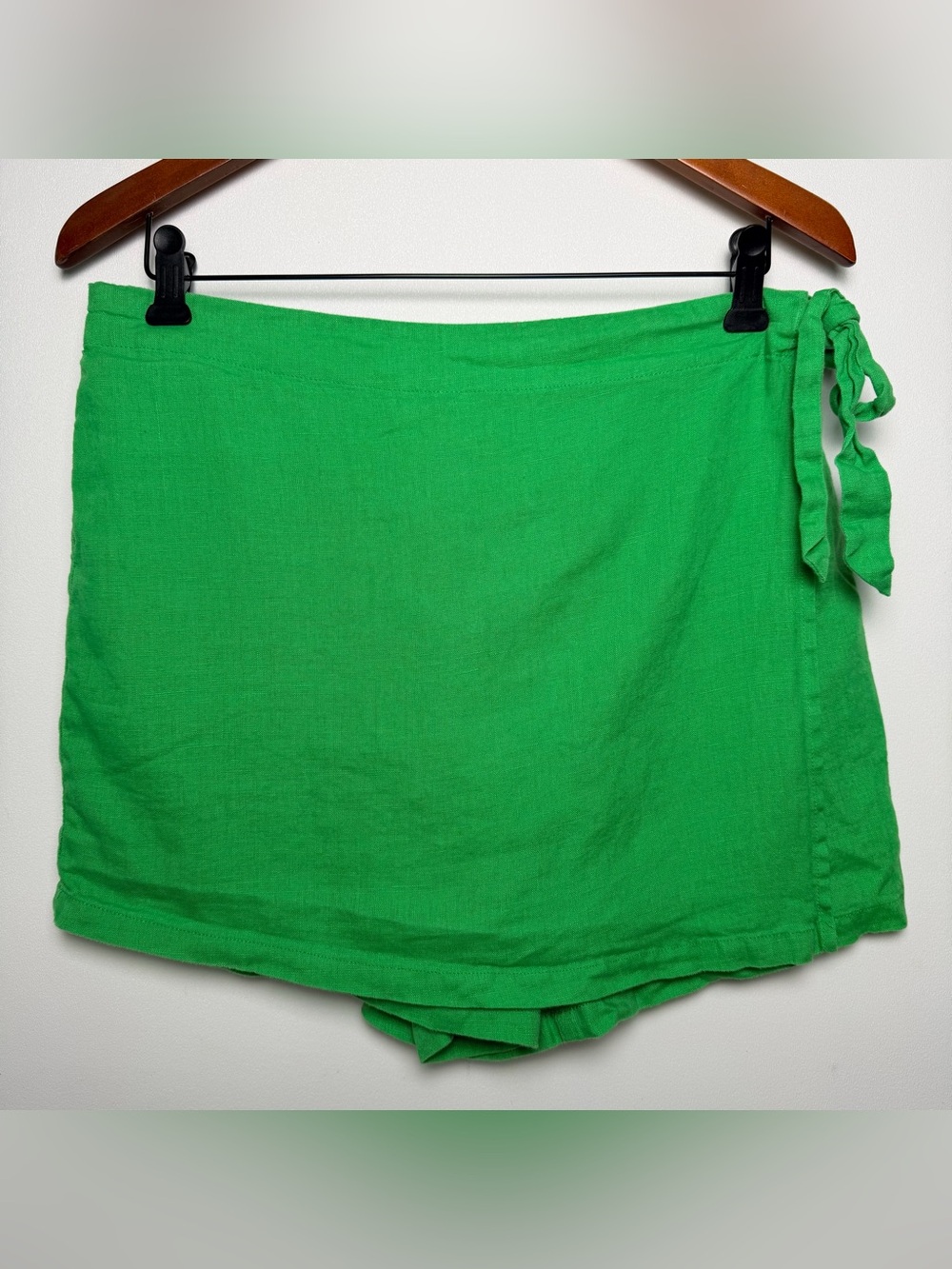 C&C California Green Wrap Skort 100% Linen Women size M/L comfy Summer Beach